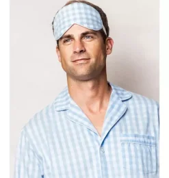 Adult Light Blue Gingham Eye Mask