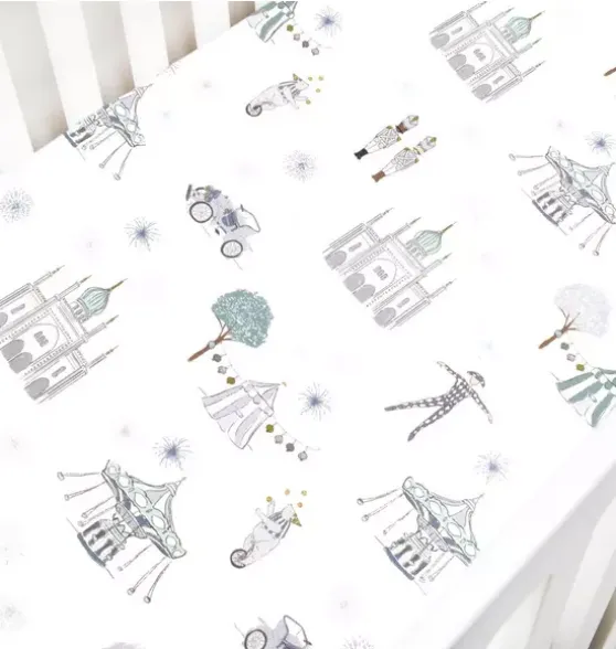 Adventures in Wonderland Crib Sheet - Aqua