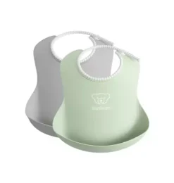 Baby Bib 2-Pack, Gray / Green