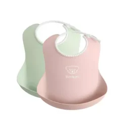 Baby Bib 2-Pack, Green / Pink