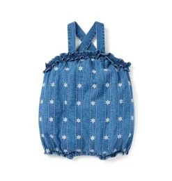 Baby Chambray Embroidered Floral Romper