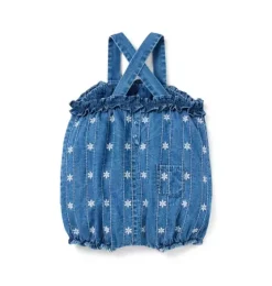 Baby Chambray Embroidered Floral Romper