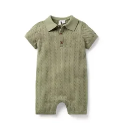 Baby Collared Cable Knit Romper