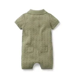 Baby Collared Cable Knit Romper