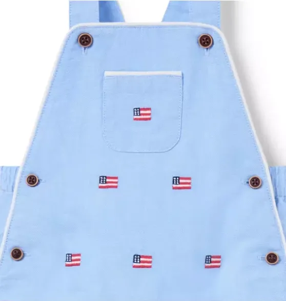 Baby Embroidered Flag Oxford Overall