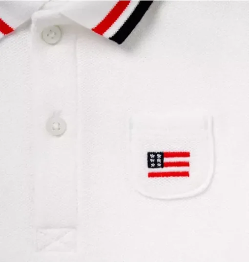 Baby Embroidered Flag Pique Polo Bodysuit