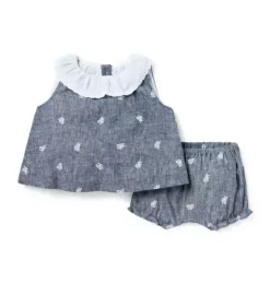 Baby Floral Linen-Cotton Matching Set