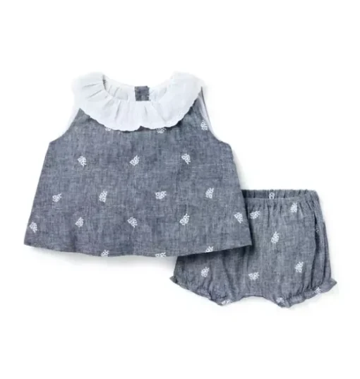 Baby Floral Linen-Cotton Matching Set
