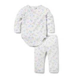 Baby Floral Pointelle Wrap Matching Set