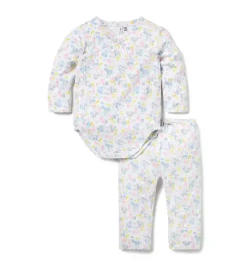 Baby Floral Pointelle Wrap Matching Set