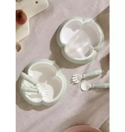 Baby Plate, Spoon & Fork, 2 Sets, Powder Green