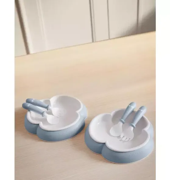 Baby Plate, Spoon & Fork, 2 Sets, Powder Blue