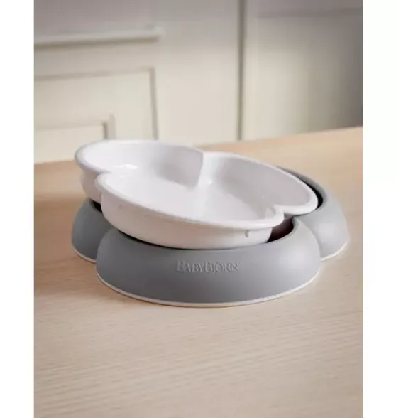 Baby Plate, Spoon and Fork, 2 Sets, Gray