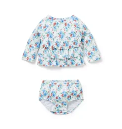 Baby Recycled Floral Rash Guard 2-Piece Swimsuit