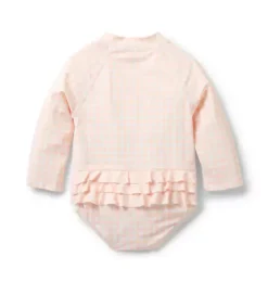 Baby Recycled Gingham Rash Guard Swimsuit