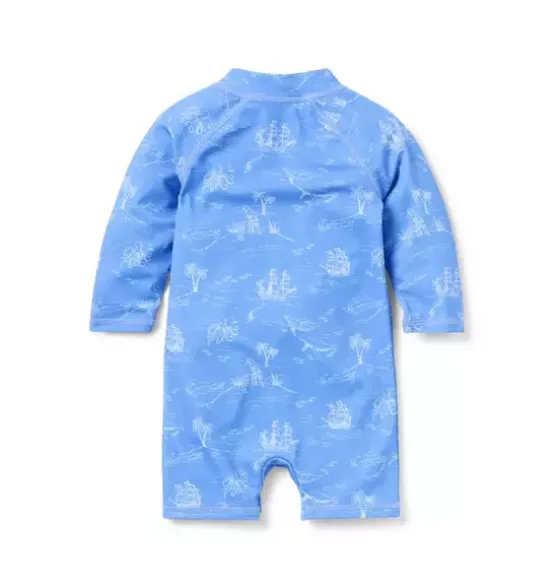Baby Recycled Nautical Toile Rash Guard Swimsuit