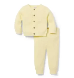 Baby Ribbed Cardigan Matching Set