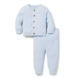 Baby Ribbed Cardigan Matching Set