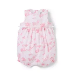 Baby Safari Toile Bow Romper
