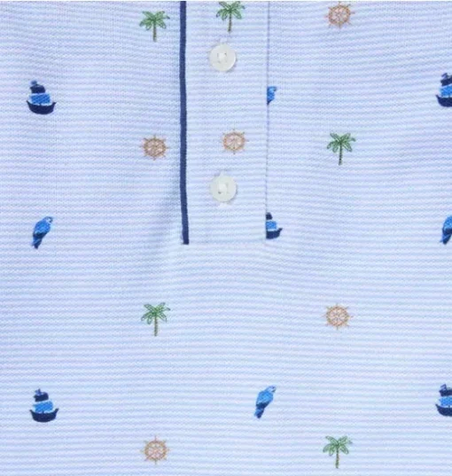 Baby Striped Nautical Icon Pique Romper