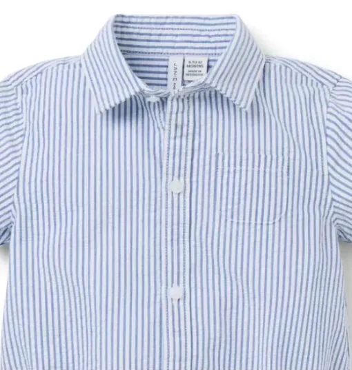 Baby Striped Seersucker Collared Bodysuit
