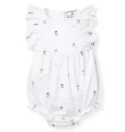 Baby's Twill Ruffled Romper in Bateau