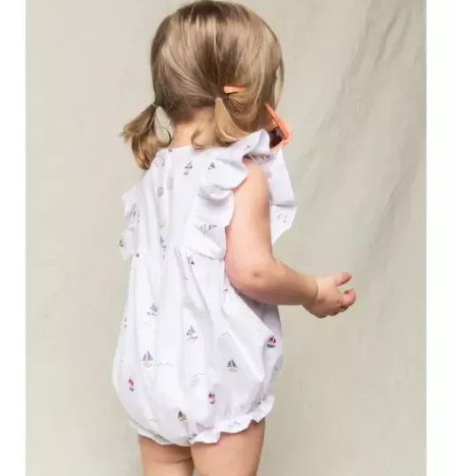 Baby's Twill Ruffled Romper in Bateau