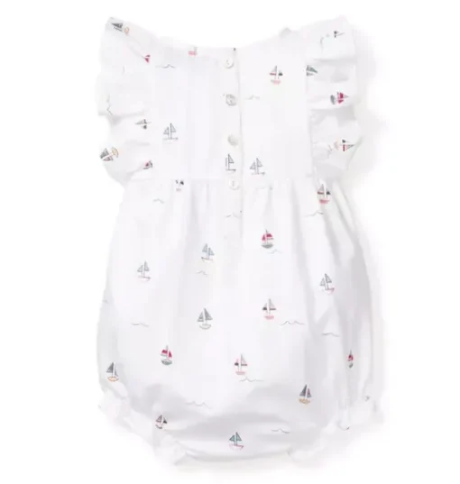 Baby's Twill Ruffled Romper in Bateau