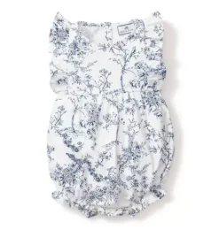Baby's Twill Ruffled Romper in Blue Timeless Toile