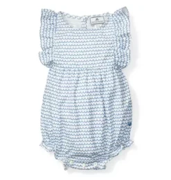 Baby's Twill Ruffled Romper in La Mer