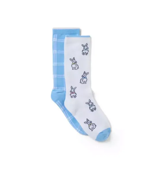 Bunny And Checked Sock 2-Pack