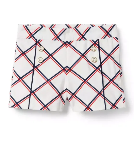 Checked Canvas Short