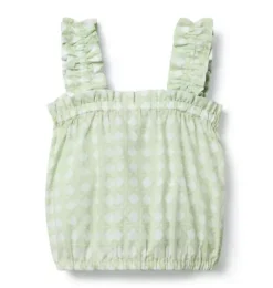 Checked Ruffle Strap Top