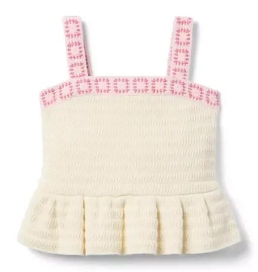 Crochet Floral Trim Peplum Top