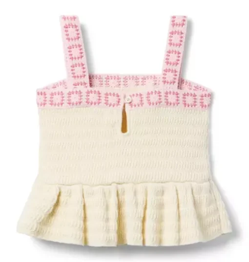 Crochet Floral Trim Peplum Top