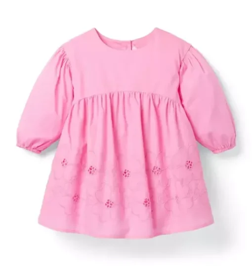Embroidered Floral Puff Sleeve Dress