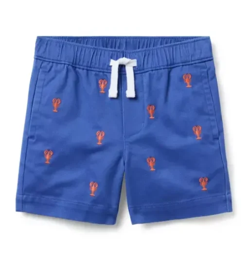 Embroidered Lobster Pull-On Short