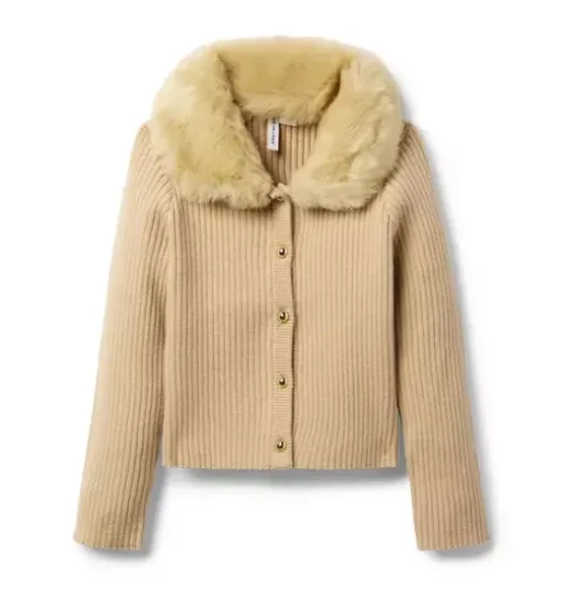 Faux Fur Collar Cardigan