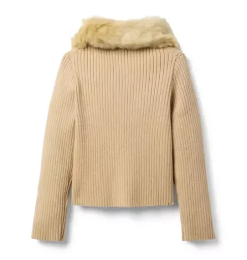 Faux Fur Collar Cardigan