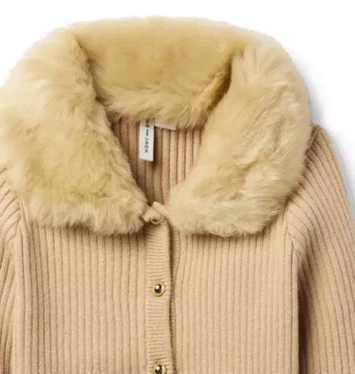 Faux Fur Collar Cardigan