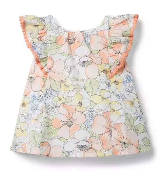 Floral Circle Trim Top