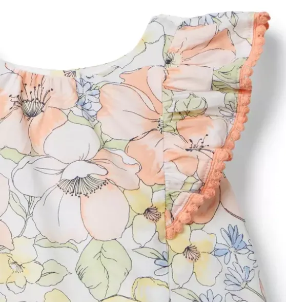 Floral Circle Trim Top