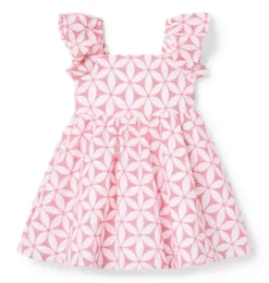 Floral Eyelet Flutter Sleeve Dress