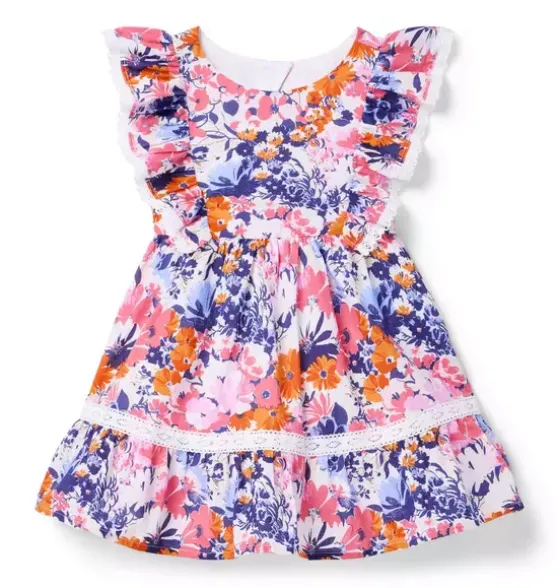 Floral Lace Trim Dress