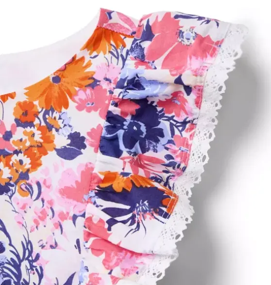 Floral Lace Trim Dress