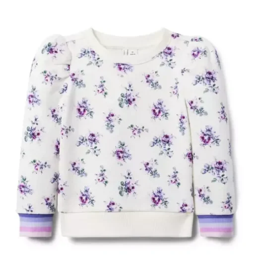 Floral Puff Sleeve Sweatshirt