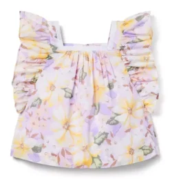 Floral Ruffle Sleeve Top