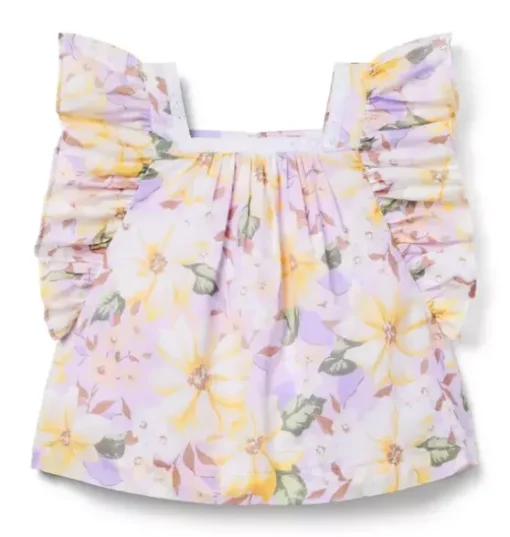 Floral Ruffle Sleeve Top
