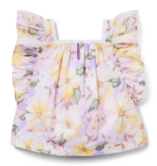 Floral Ruffle Sleeve Top