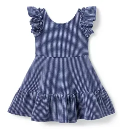Gingham Jacquard Tiered Dress
